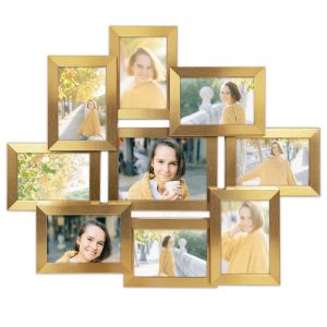 Multirama złota ramka na dziewięć zdjęć 10×15 cm 13×18 cm 9 w 1 FRAMAI® 958607 Multirama złota ramka na dziewięć zdjęć 10×15 cm 13×18 cm 9 w 1 FRAMAI® 958607