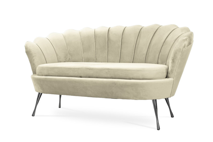 Muszelka tapicerowana sofa do salonu / beżowa noga Srebrna 318234