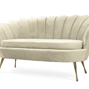 Muszelka tapicerowana sofa do salonu / beżowa noga Złota 318250 Muszelka tapicerowana sofa do salonu / beżowa noga Złota 318250
