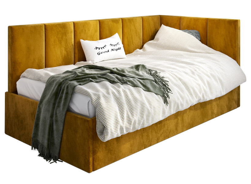 Musztardowy tapczan z oparciem 120x200 - Sarlo 353872