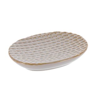 Mydelniczka Łazienkowa Nolan Beżowa 10×13,8 cm Ceramika Prążkowana 669315 Mydelniczka Łazienkowa Nolan Beżowa 10×13,8 cm Ceramika Prążkowana 669315