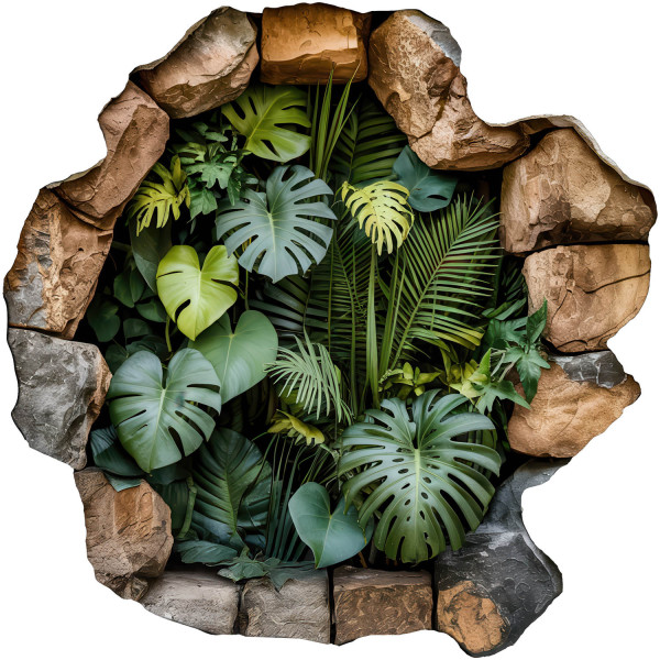Naklejka 3D tropikalna oaza wyrwa efekt w ścianie 60x60 899457