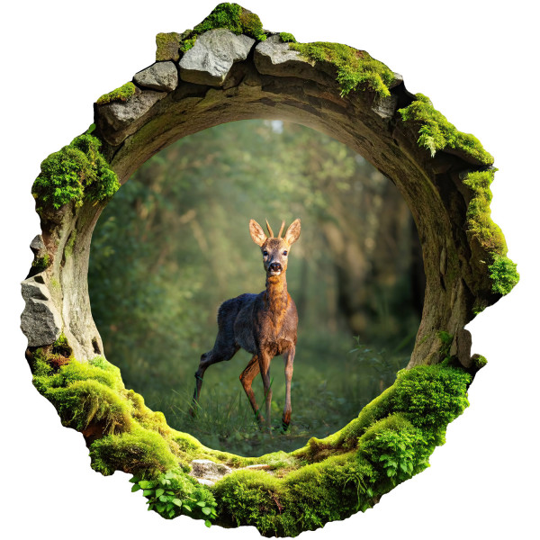 Naklejka dziura 3D leśna sielanka efekt w ścianie 93x100 899373