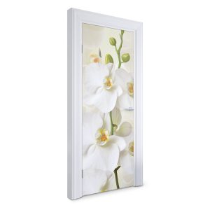 Naklejka na drzwi Białe orchidee 75×205 cm Fototapeta 525419