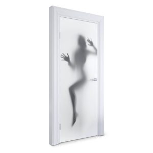 Naklejka na drzwi Cień za szybą 75×205 cm Fototapeta 382985