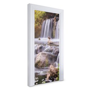 Naklejka na drzwi Kaczka na wodospadzie 95×205 cm Fototapeta 468582