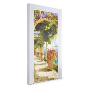 Naklejka na drzwi Śródziemnomorski ogród 95×205 cm 468587 Naklejka na drzwi Śródziemnomorski ogród 95×205 cm 468587