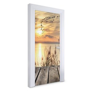 Naklejka na drzwi Zachód nad jeziorem 95×205 cm Fototapeta 468593