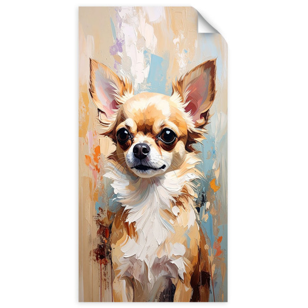 Naklejka na ścianę do salonu Feeby Chihuahua Pies Zwierzę Beżowy 50x100 734010