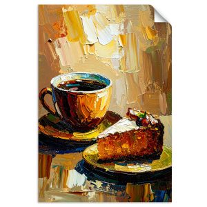Naklejka na ścianę do salonu Feeby Filiżanka Kawy Ciastko w beżu 60×90 732882 Naklejka na ścianę do salonu Feeby Filiżanka Kawy Ciastko w beżu 60×90 732882