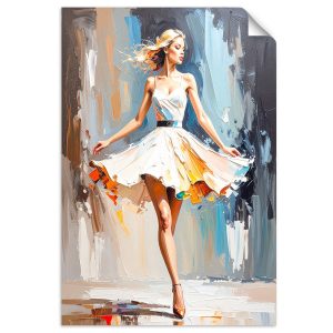 Naklejka na ścianę do salonu Feeby Kobieta w białej sukience 80×120 733070 Naklejka na ścianę do salonu Feeby Kobieta w białej sukience 80×120 733070