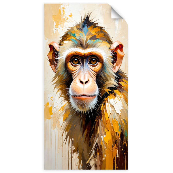 Naklejka na ścianę do salonu Feeby Kolorowa Małpa Zwierzęta Afryka 60x120 733437