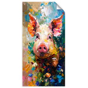 Naklejka na ścianę do salonu Feeby Kolorowa Świnia farba olejna 100×200 733255 Naklejka na ścianę do salonu Feeby Kolorowa Świnia farba olejna 100×200 733255