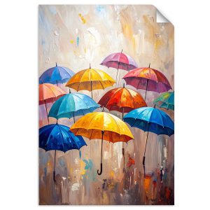 Naklejka na ścianę do salonu Feeby Kolorowe Parasolki Abstrakcja 60×90 733906 Naklejka na ścianę do salonu Feeby Kolorowe Parasolki Abstrakcja 60×90 733906