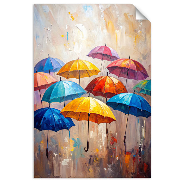 Naklejka na ścianę do salonu Feeby Kolorowe Parasolki Abstrakcja 80x120 733133