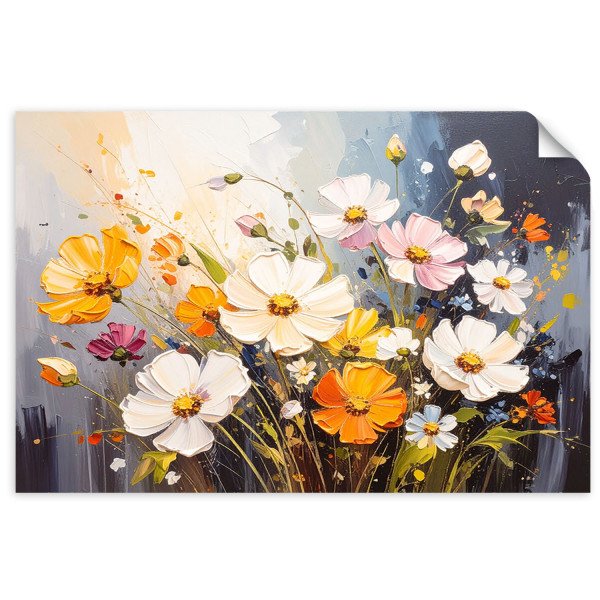 Naklejka na ścianę do salonu Feeby Kolorowe polne kwiaty natura 45x30 734252