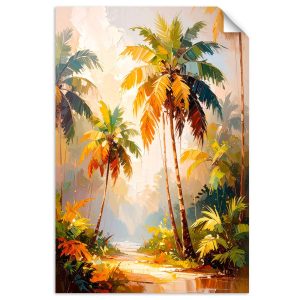 Naklejka na ścianę do salonu Feeby Palmy Dżungla Las Topikalny 60×90 732942 Naklejka na ścianę do salonu Feeby Palmy Dżungla Las Topikalny 60×90 732942