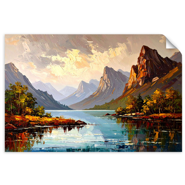 Naklejka na ścianę do salonu Feeby Rzeka Drzewa Krajobraz górski 150x100 734009