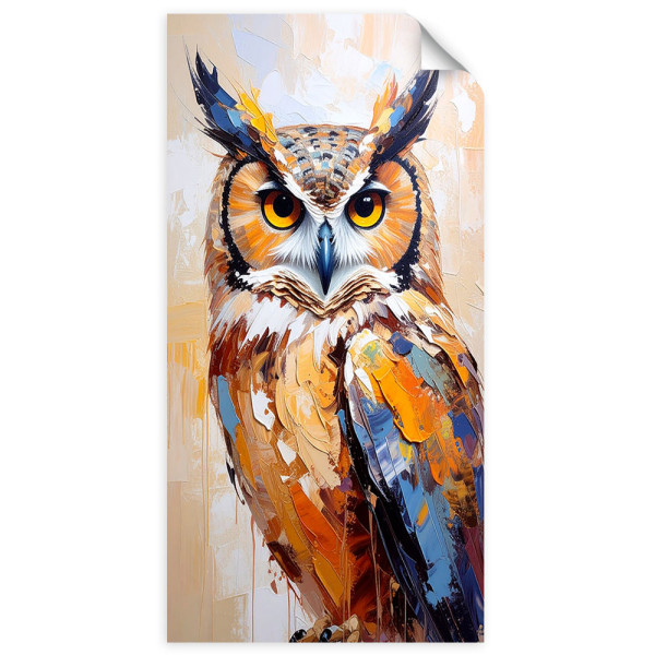 Naklejka na ścianę do salonu Feeby Sowa Ptak Natura imitacja farby 40x80 733610