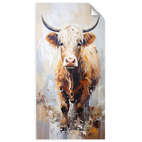 Naklejka na ścianę do salonu Feeby Szkocka krowa Zwierzęta Natura 50x100 734448