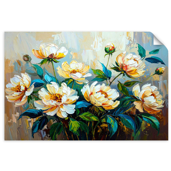 Naklejka na ścianę Feeby Bukiet Kwiatów Zielony imitacja farby 120x80 733872
