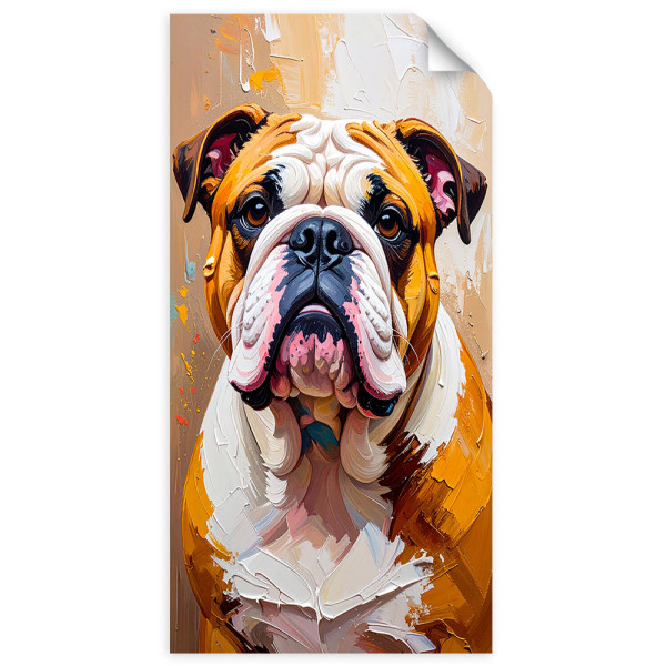 Naklejka na ścianę Feeby Buldog Pies Zwierzę Beżowy 50x100 734806