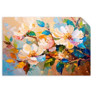 Naklejka na ścianę Feeby Kolorowe Kwiaty Liście Natura 60×40 733997