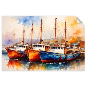 Naklejka na ścianę Feeby Kolorowe Łodzie Statki w porcie 30×20 733856