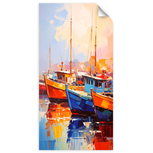 Naklejka na ścianę Feeby Kolorowe Łodzie w porcie 40x80 733363