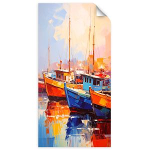 Naklejka na ścianę Feeby Kolorowe Łodzie w porcie 80×160 734582 Naklejka na ścianę Feeby Kolorowe Łodzie w porcie 80×160 734582