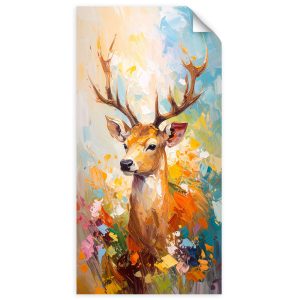 Naklejka na ścianę Feeby Kolorowy Jeleń efekt farby olejnej 40×80 732873 Naklejka na ścianę Feeby Kolorowy Jeleń efekt farby olejnej 40×80 732873