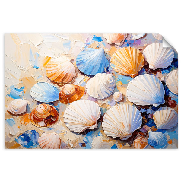 Naklejka na ścianę Feeby Muszle Plaża Piasek jak malowany 120x80 732946