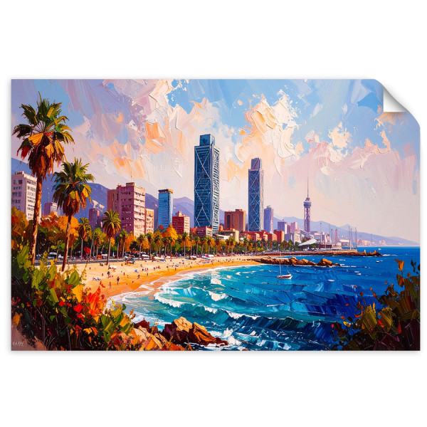 Naklejka na ścianę Feeby Plaża Barcelona Hiszpania 45x30 734133