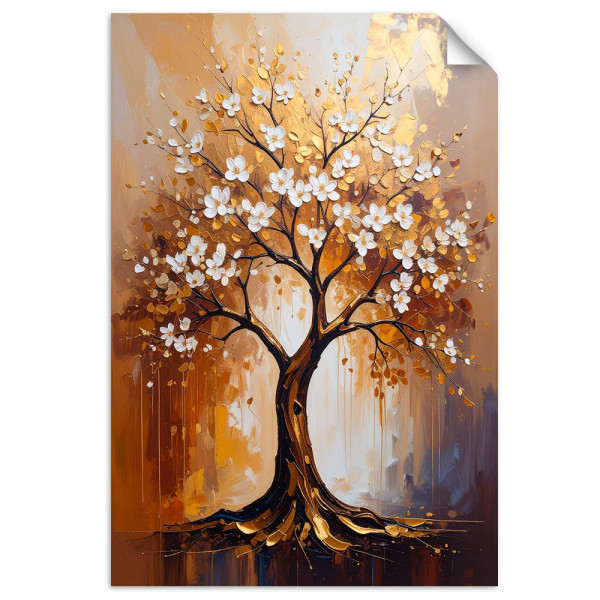 Naklejka na ścianę Feeby Złote Drzewo Życia Kwiaty Abstrakcja 40x60 734738