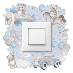 Naklejka Pod Włącznik Misie na niebieskim tle 20x20cm 796693 Naklejka Pod Włącznik Misie na niebieskim tle 20x20cm 796693