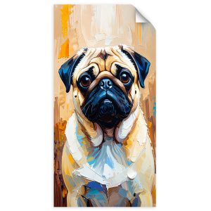 Naklejka samoprzylepna do salonu Feeby Mops Pies Zwierzę Beżowy 40×80 734338