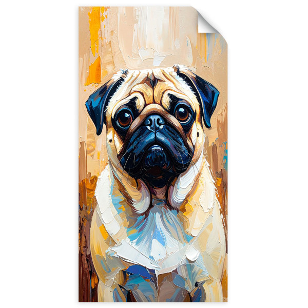 Naklejka samoprzylepna do salonu Feeby Mops Pies Zwierzę Beżowy 40x80 734338