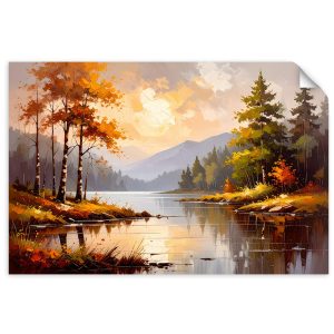 Naklejka samoprzylepna do salonu Feeby Rzeka Drzewa Krajobraz górski 130×90 733058