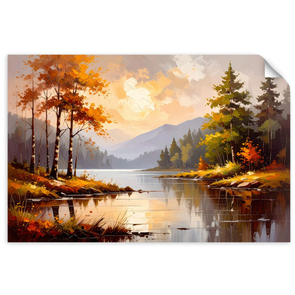 Naklejka samoprzylepna do salonu Feeby Rzeka Drzewa Krajobraz górski 30x20 733566