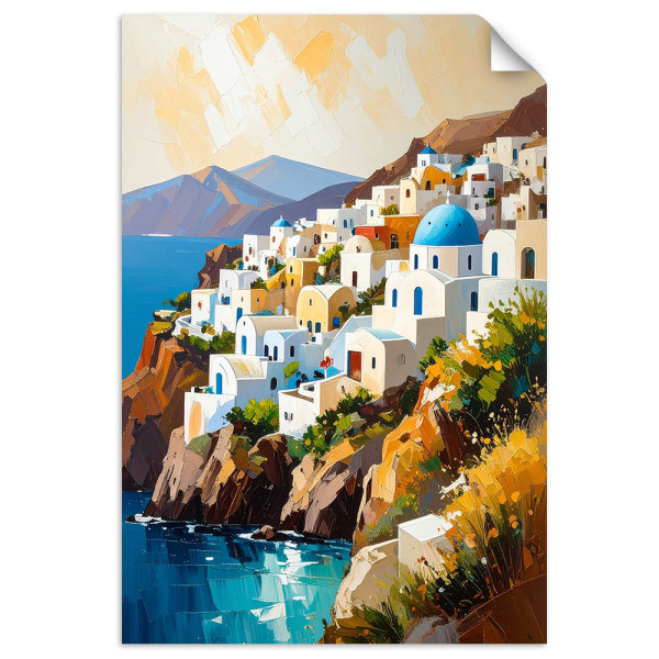 Naklejka samoprzylepna do salonu Feeby Santorini Grecja Pejzaż 20x30 733800