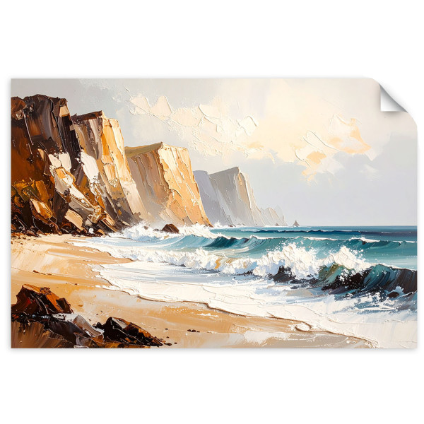 Naklejka samoprzylepna do salonu Feeby Skały Plaża Morze jak malowany 60x40 734130