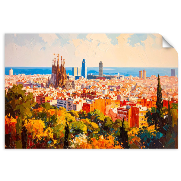 Naklejka samoprzylepna Feeby Barcelona Miasto Pejzaż 45x30 734574
