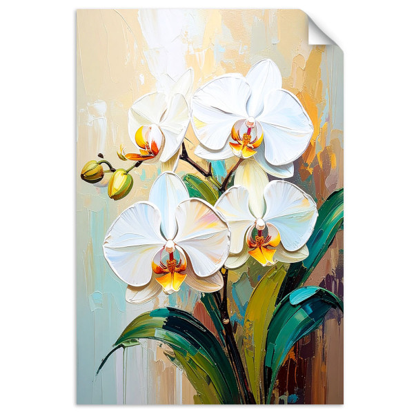 Naklejka samoprzylepna Feeby Białe Orchidee Kwiaty 90x130 733763
