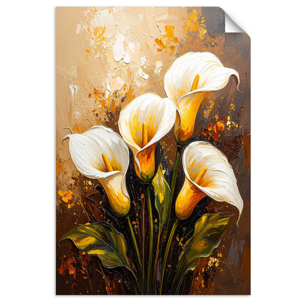 Naklejka samoprzylepna Feeby Kalie Białe Kwiaty jak malowane 20x30 732983