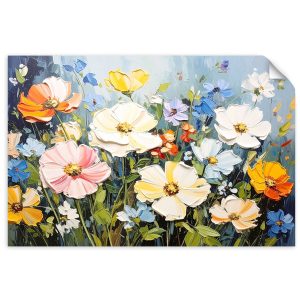Naklejka samoprzylepna Feeby Kolorowe polne kwiaty imitacja farby 150×100 733476