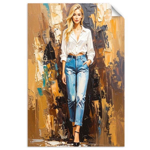 Naklejka samoprzylepna Feeby Piękna dziewczyna w jeansach 40x60 734288
