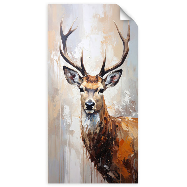 Naklejka samoprzylepna Feeby Portret Jeleń Natura Zwierzeta Beżowy 80x160 734203