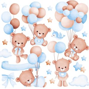 Naklejka Uśmiechnięte misie z balonami 120x60cm 794105 Naklejka Uśmiechnięte misie z balonami 120x60cm 794105