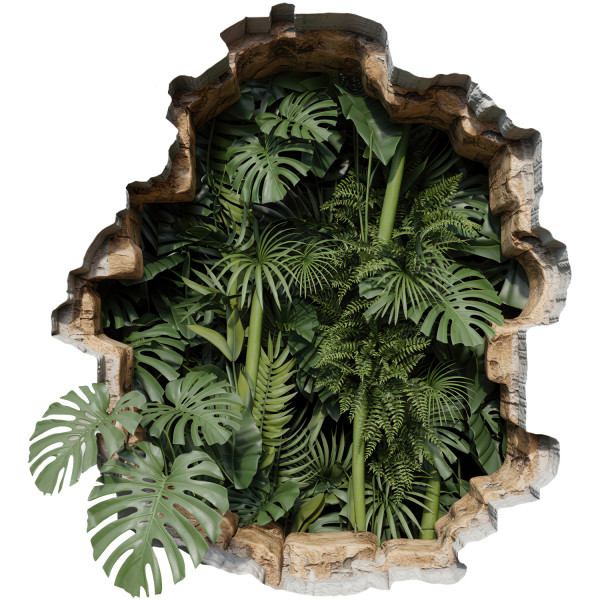Naklejka wyrwa w ścianie tropikalna natura dziura 3D 92x100 899509