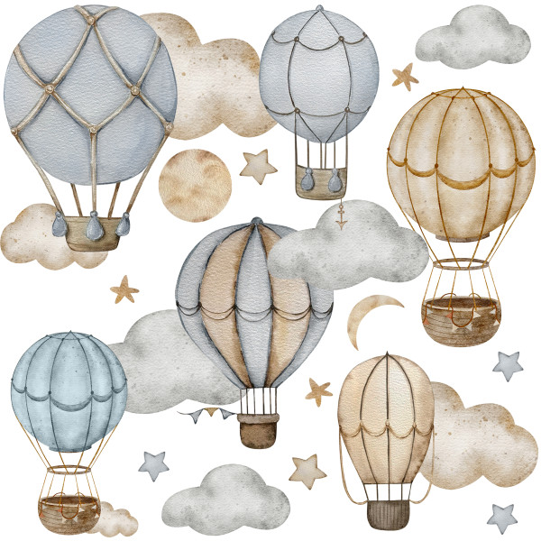 Naklejki Balony pośród chmur w stylu boho 60x30cm 794094